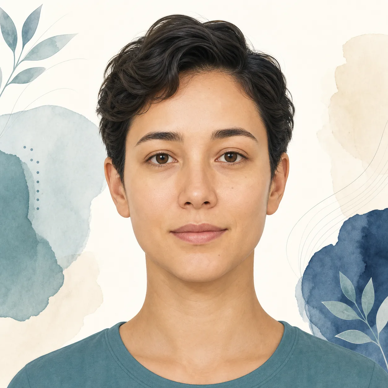 Editorial portrait showing subtle natural facial asymmetry