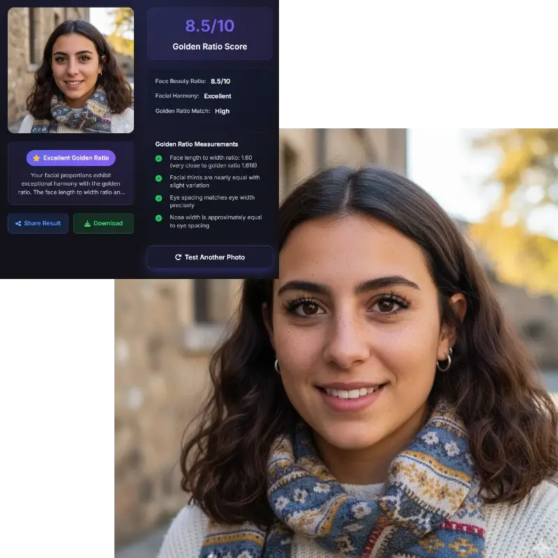Face beauty ratio calculator - comprehensive golden proportion facial measurements