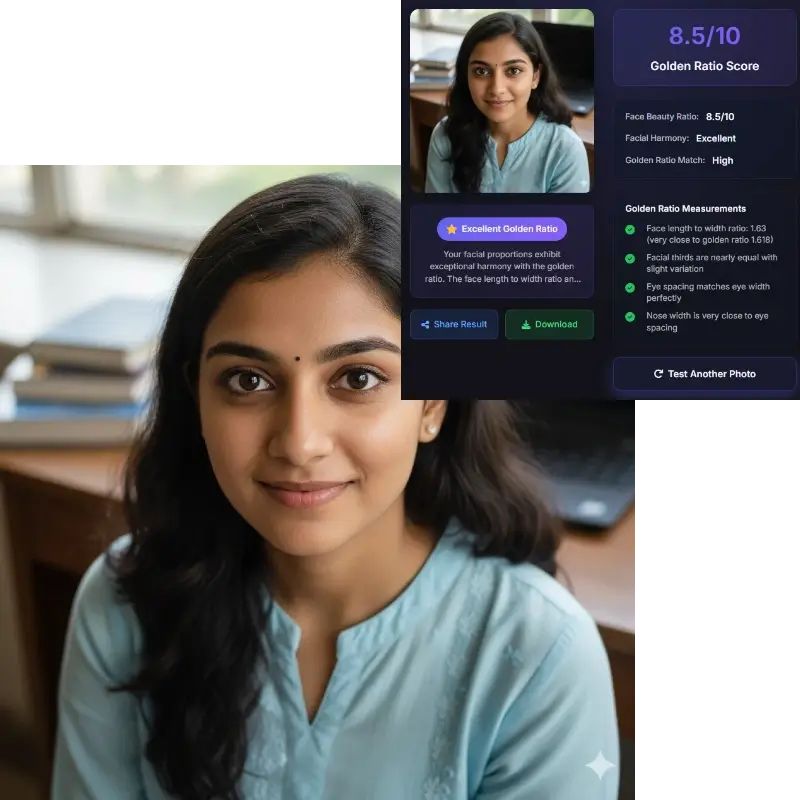 Golden ratio face test - instant facial proportion analysis with perfect face ratio