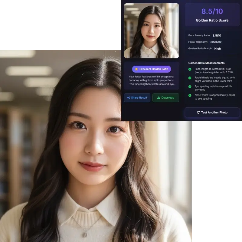 Golden ratio in faces - balanced facial proportions and facial harmony comparison