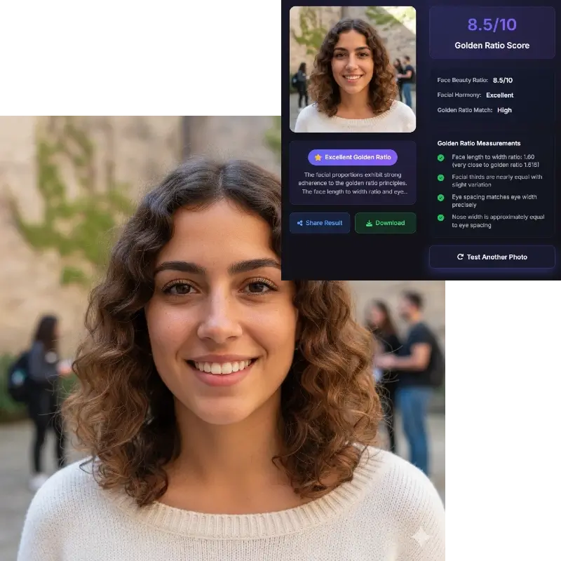 Golden ratio face AI - advanced facial beauty ratio analysis and proportions